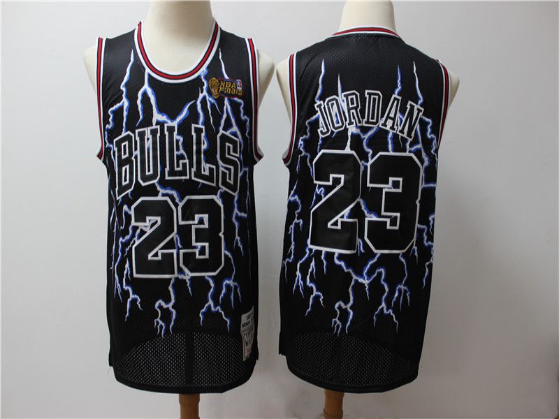 Men Chicago Bulls #23 Jordan Black Lightning version NBA Jerseys